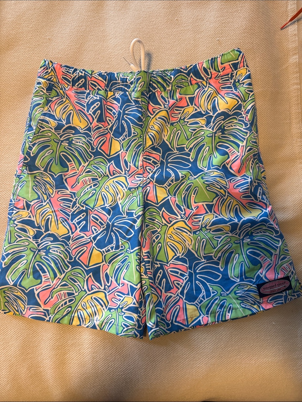 Vineyard Vines Blue Tropical Leaf Swim Shorts